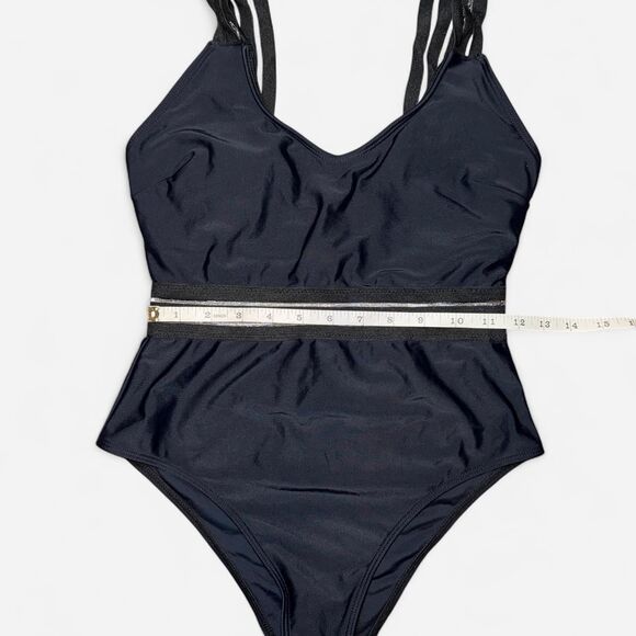 Black Elastic Band One-Piece Swimsuit (WOMENS SMALL) - Picture 3 of 7